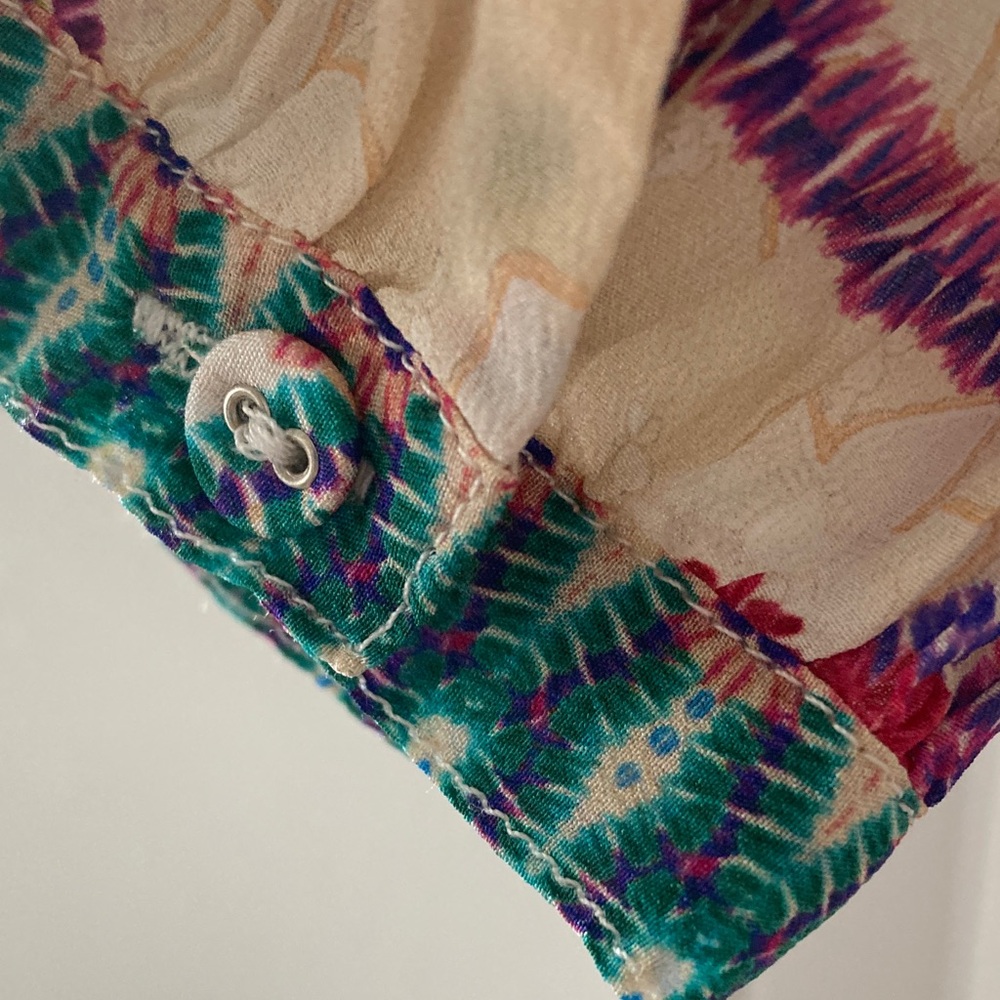 Johnny Was XL Noellie 100% silk Multicolor Paisley Blouse Long Sleeves - Picture 4 of 14